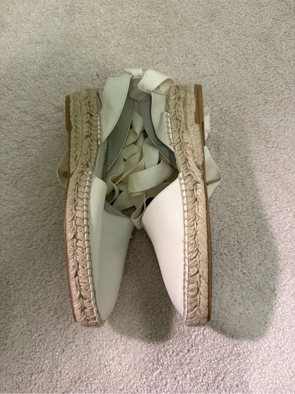 Everlane D’Orsay White Leather Espadrille Sandals